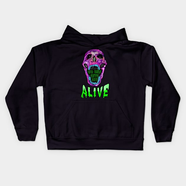 Noe One Gets Out Alive Kids Hoodie by JuicyJawa